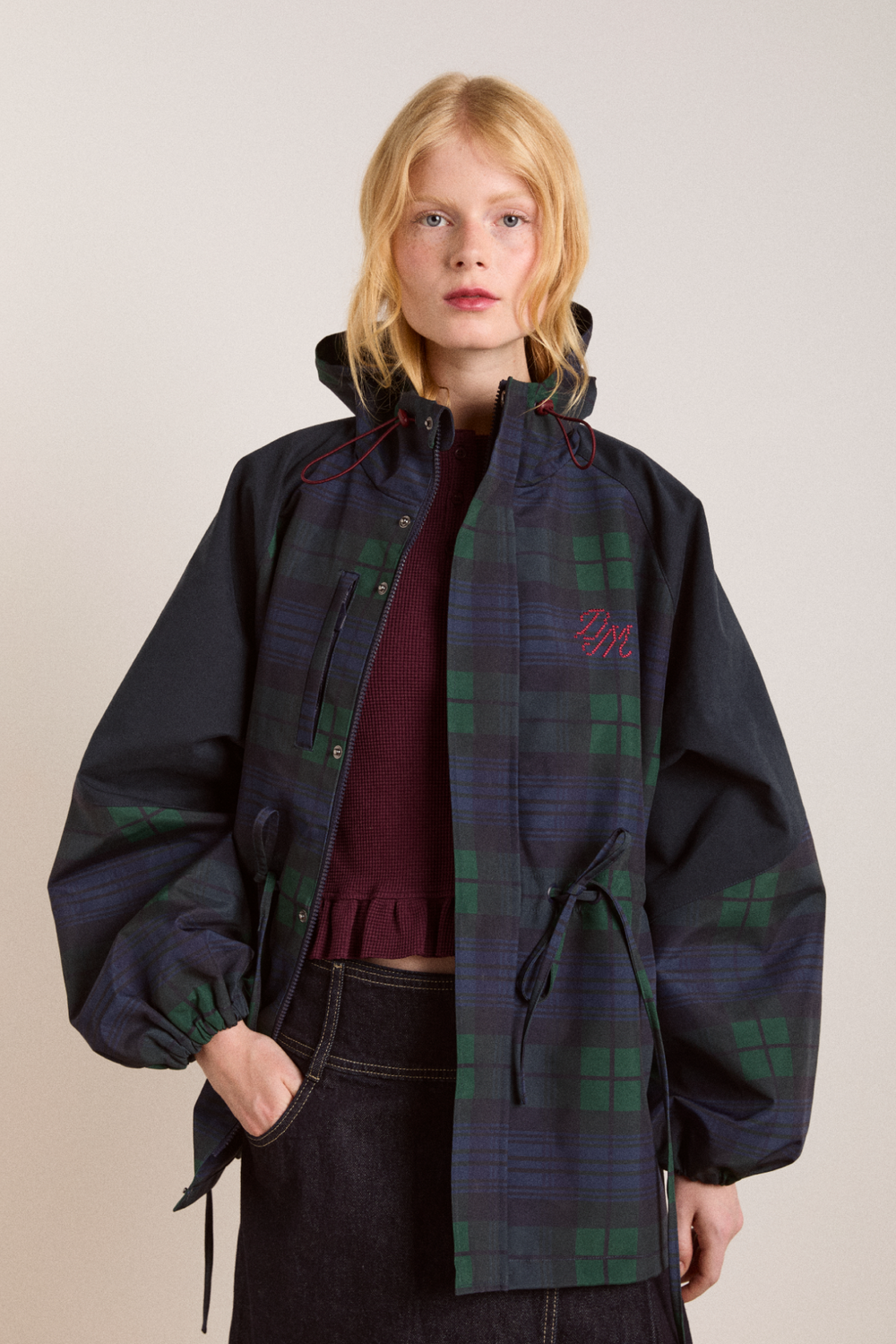 Aw25-dm-2135 Liu Raincoat Navy