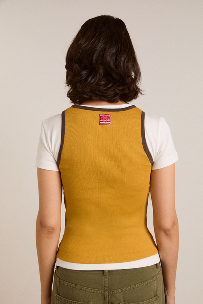 Manon Women Layered Tee 100% Organic Cotton - Yellow Coffee Bean