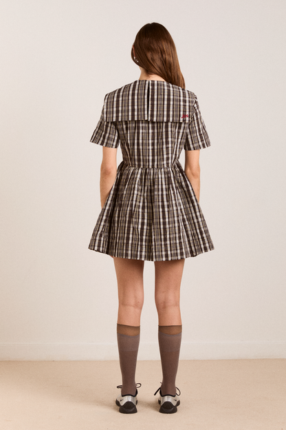 Damson Madder | Miley Mini Dress - Yellow Check Taffeta
