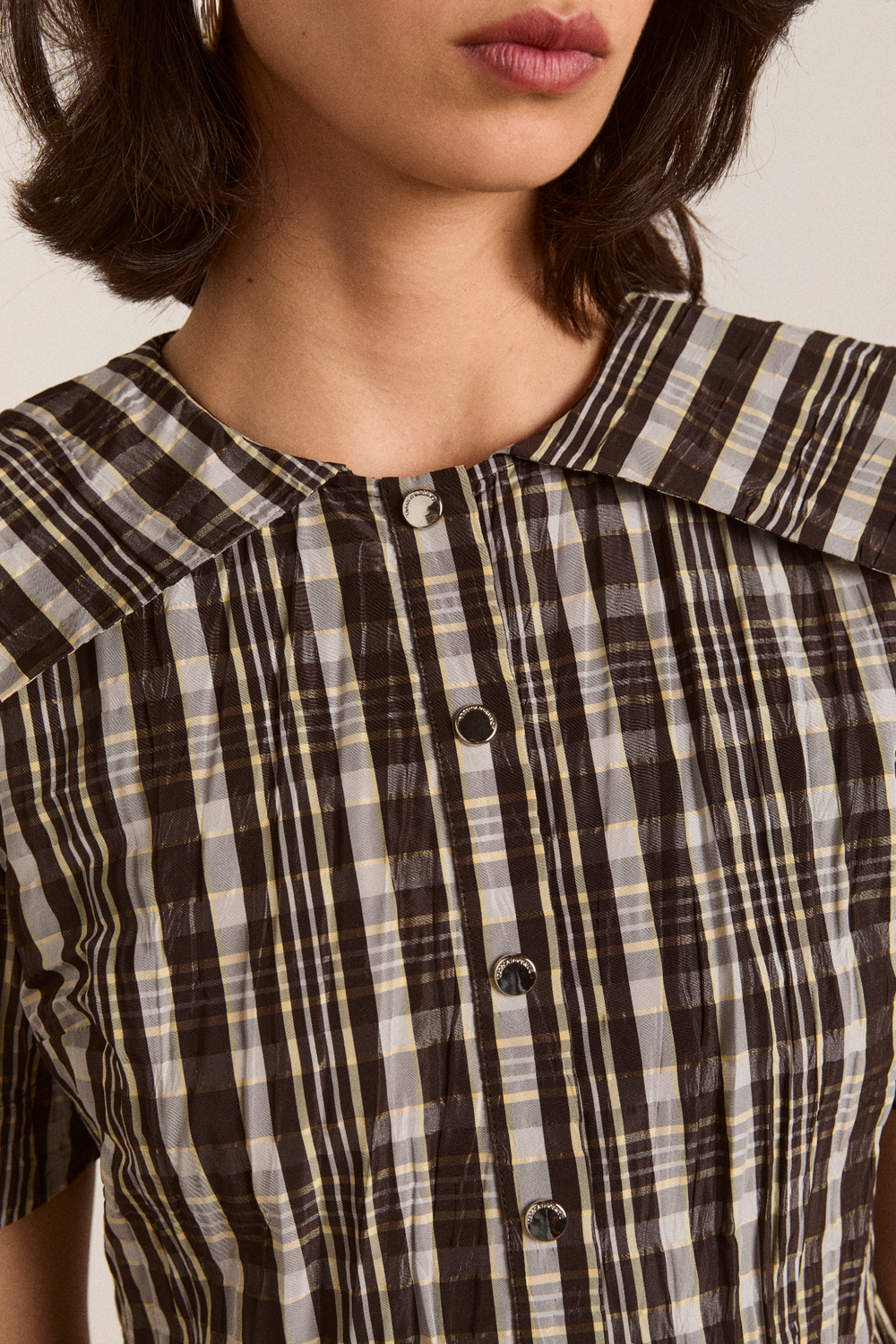 Damson Madder | Miley Mini Dress - Yellow Check Taffeta