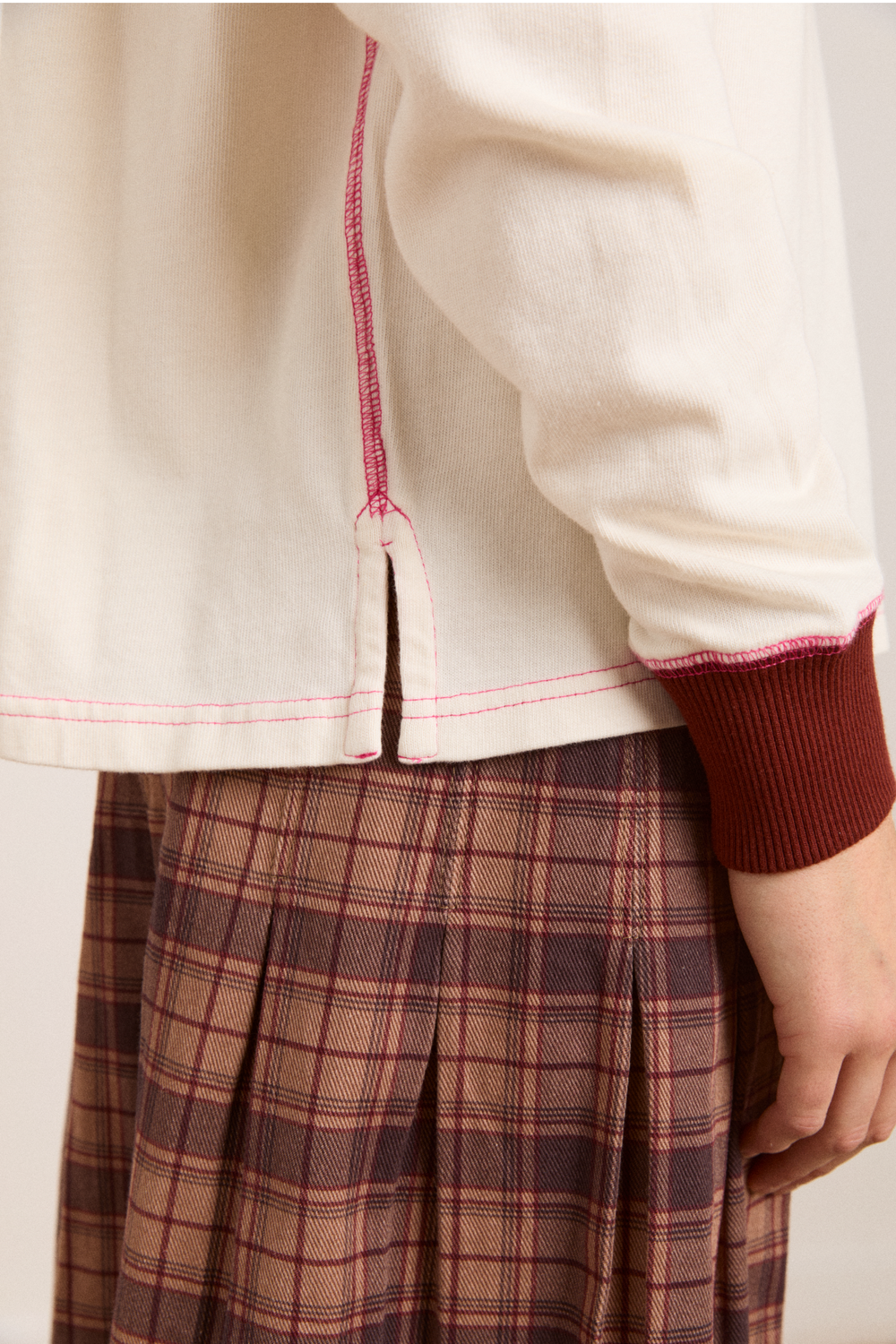 Olina Women Rugby Sweatshirt Organic Cotton - Ecru-Stripe