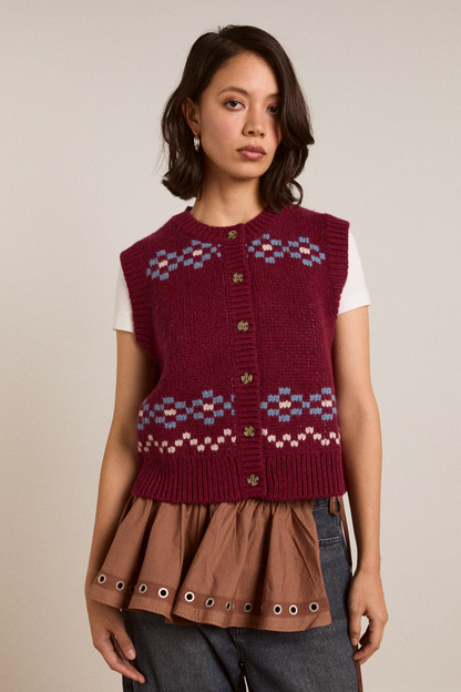 DAMSON MADDER | Sofie Wool Vest - Girls Intarsia Back