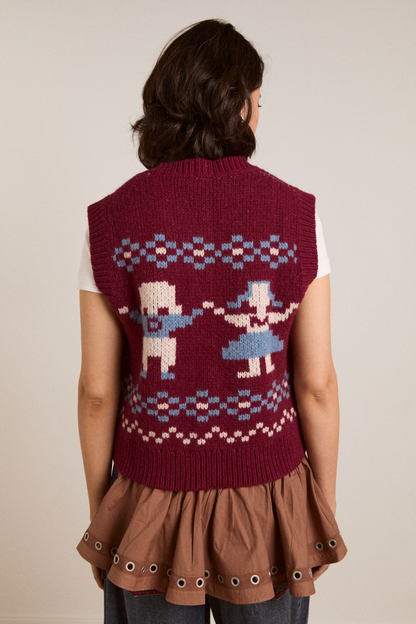 DAMSON MADDER | Sofie Wool Vest - Girls Intarsia Back