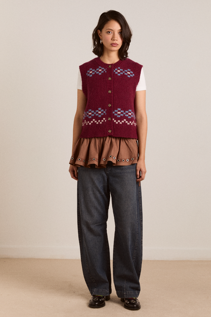 DAMSON MADDER | Sofie Wool Vest - Girls Intarsia Back