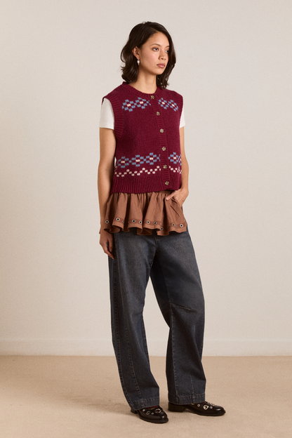 DAMSON MADDER | Sofie Wool Vest - Girls Intarsia Back