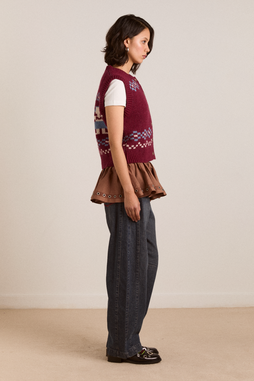 DAMSON MADDER | Sofie Wool Vest - Girls Intarsia Back