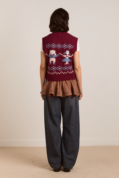 DAMSON MADDER | Sofie Wool Vest - Girls Intarsia Back