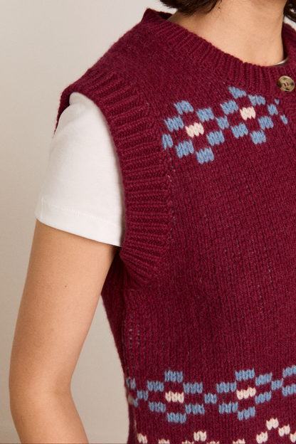 DAMSON MADDER | Sofie Wool Vest - Girls Intarsia Back