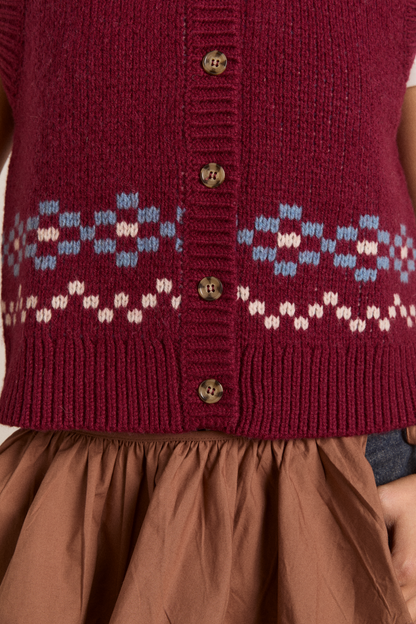 DAMSON MADDER | Sofie Wool Vest - Girls Intarsia Back