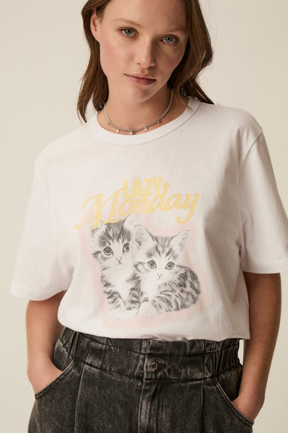 Women T Shirt Short Sleeve 100% Cotton Jersey - Ecru