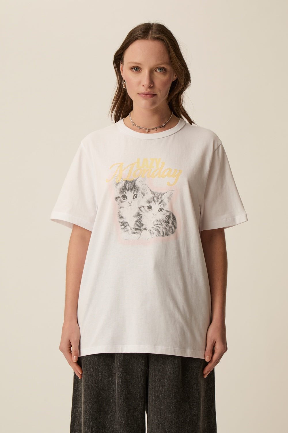 Women T Shirt Short Sleeve 100% Cotton Jersey - Ecru