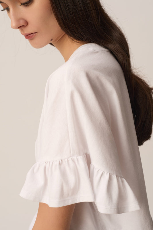 Des Petits Hauts | Jessica Oversized T-shirt with Ruffled Armholes