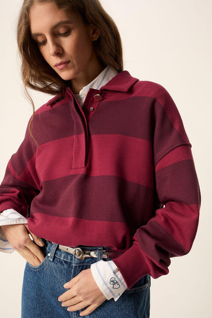 Des Petits Hauts | Juliana Rugby Sweatshirt - Griotte & Ruby
