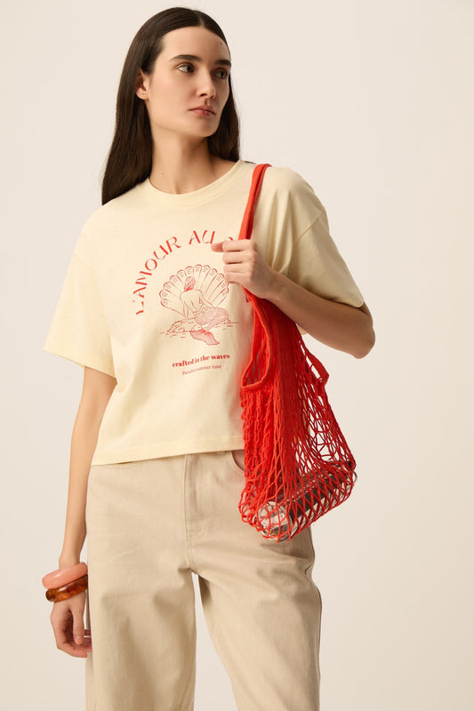 Des Petits Hauts | Yacob Shell T-Shirt - Vintage Mermaid Print