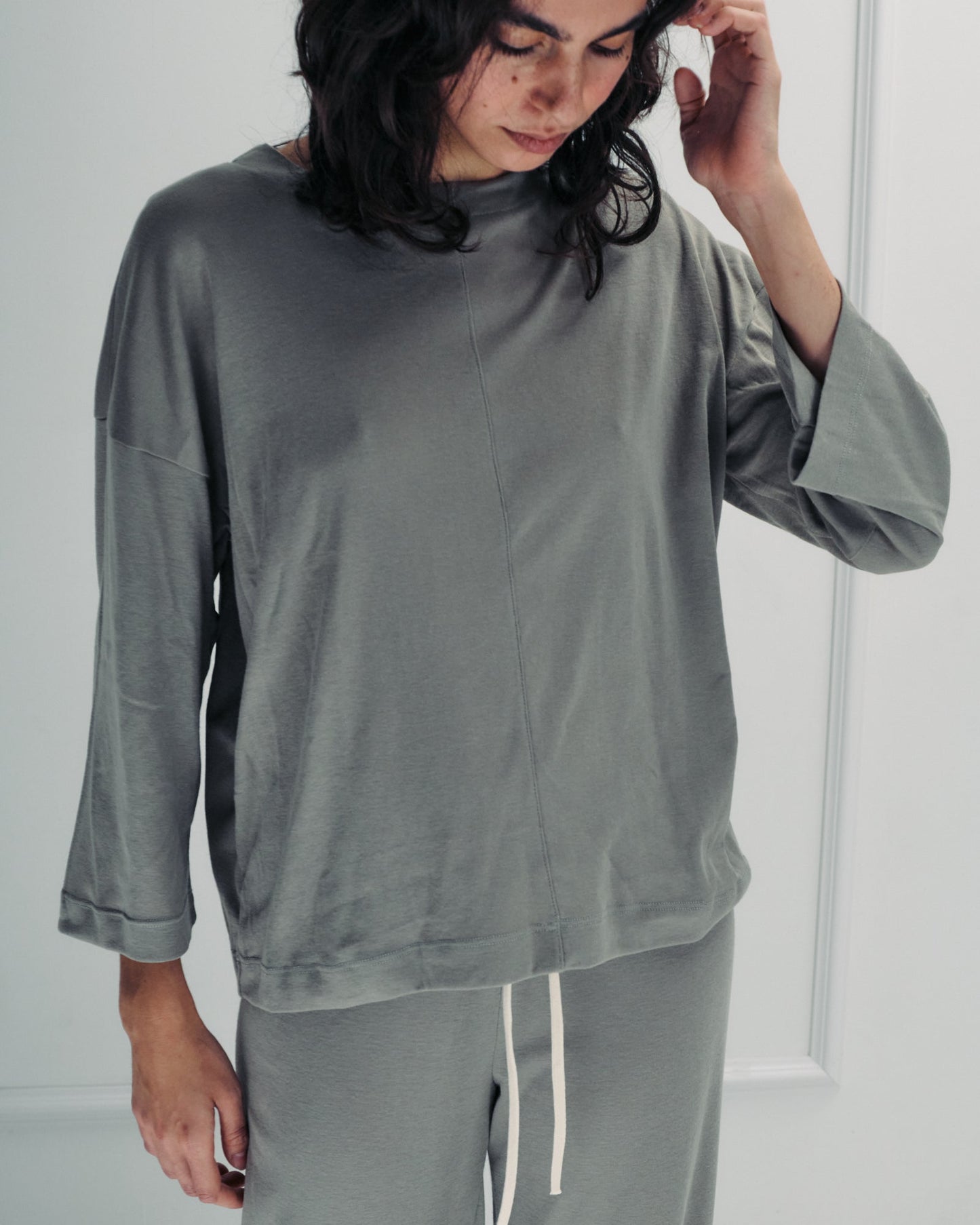 DE Base | Cloud Blend Cotton Blouse Ada - Chelsea-Grey