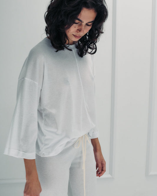 DE Base | Ada Blouse - Cloud Blend Cotton White