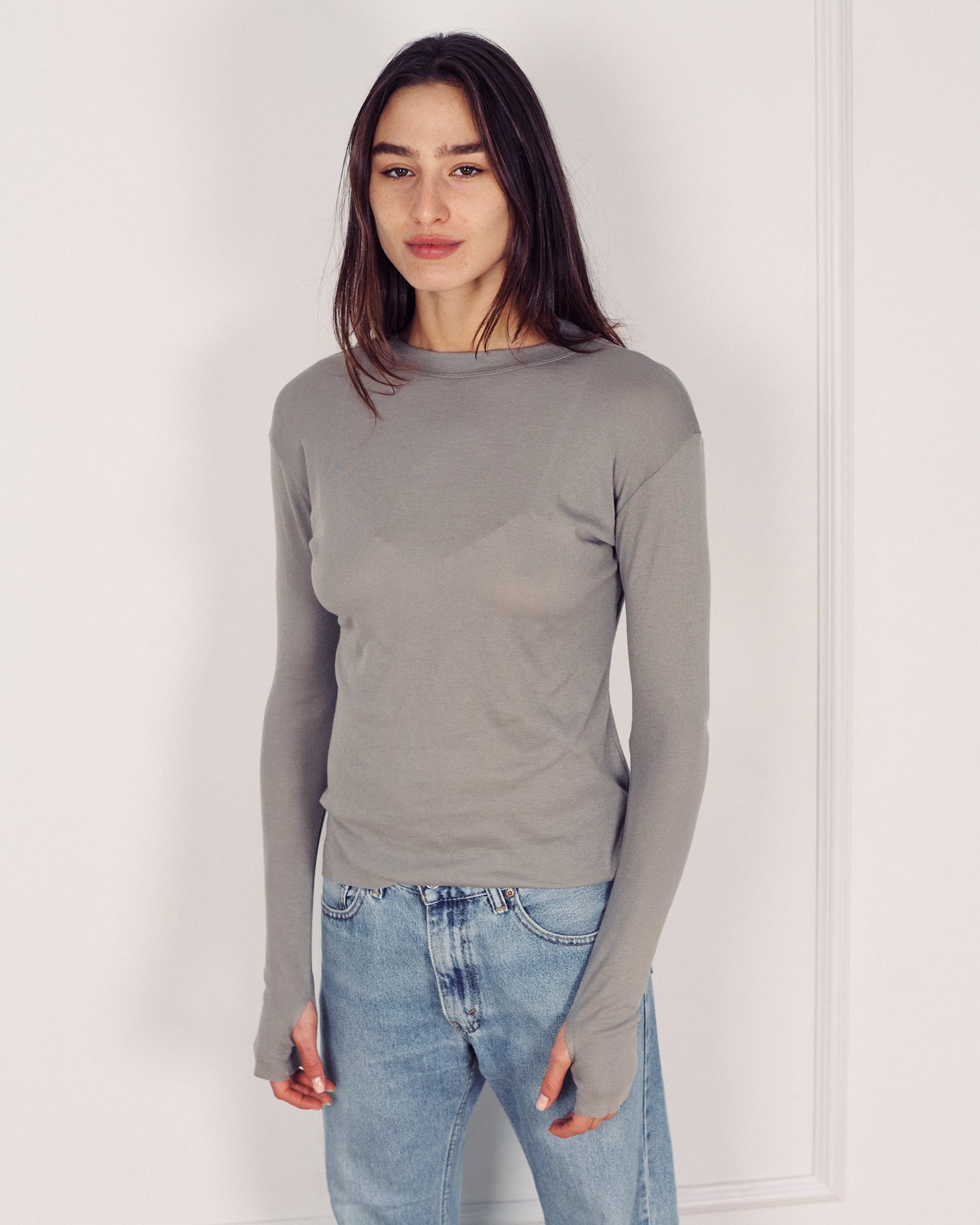 DE Base | Mila Oversized Blouse - Long Sleeve Chelsea-Grey