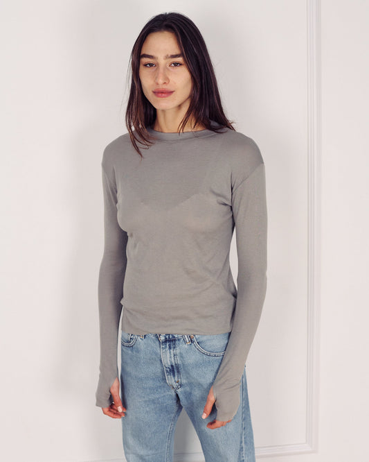 DE Base | Mila Oversized Blouse - Long Sleeve Chelsea-Grey