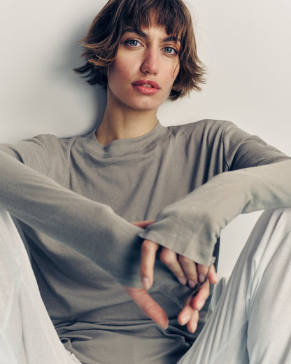 DE Base | Mila Oversized Blouse - Long Sleeve Chelsea-Grey