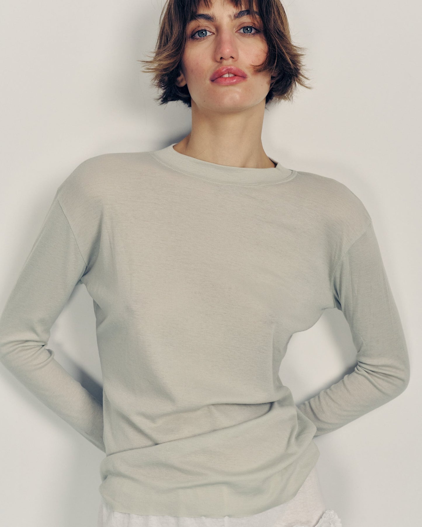 DE Base | Blouse Mila - Oversized Cotton Jersey Top Stone