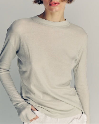 DE Base | Blouse Mila - Oversized Cotton Jersey Top Stone