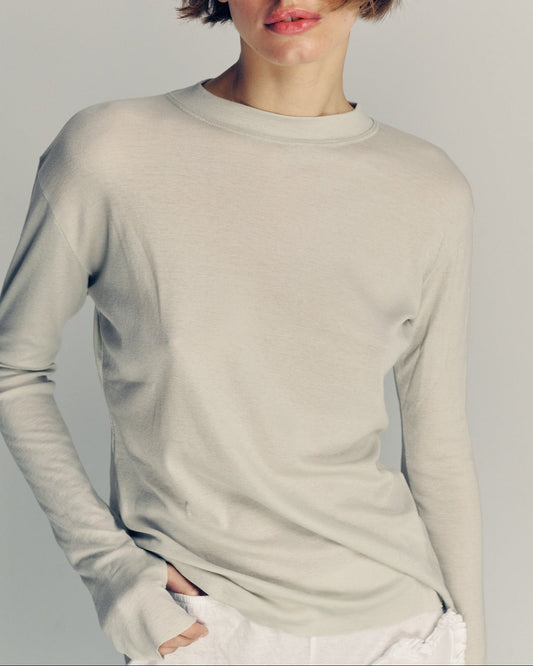 DE Base | Blouse Mila - Oversized Cotton Jersey Top Stone