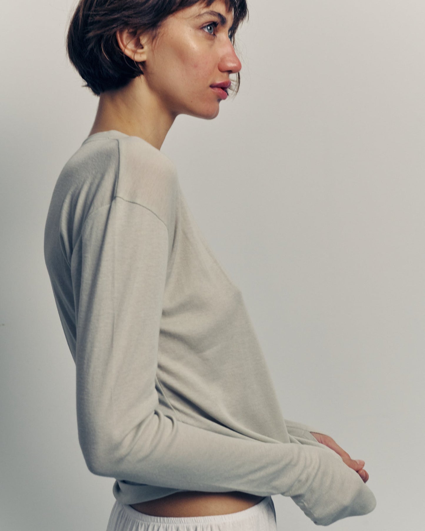 DE Base | Blouse Mila - Oversized Cotton Jersey Top Stone