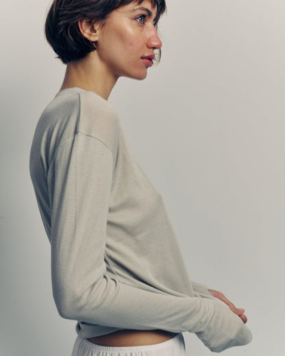 DE Base | Blouse Mila - Oversized Cotton Jersey Top Stone