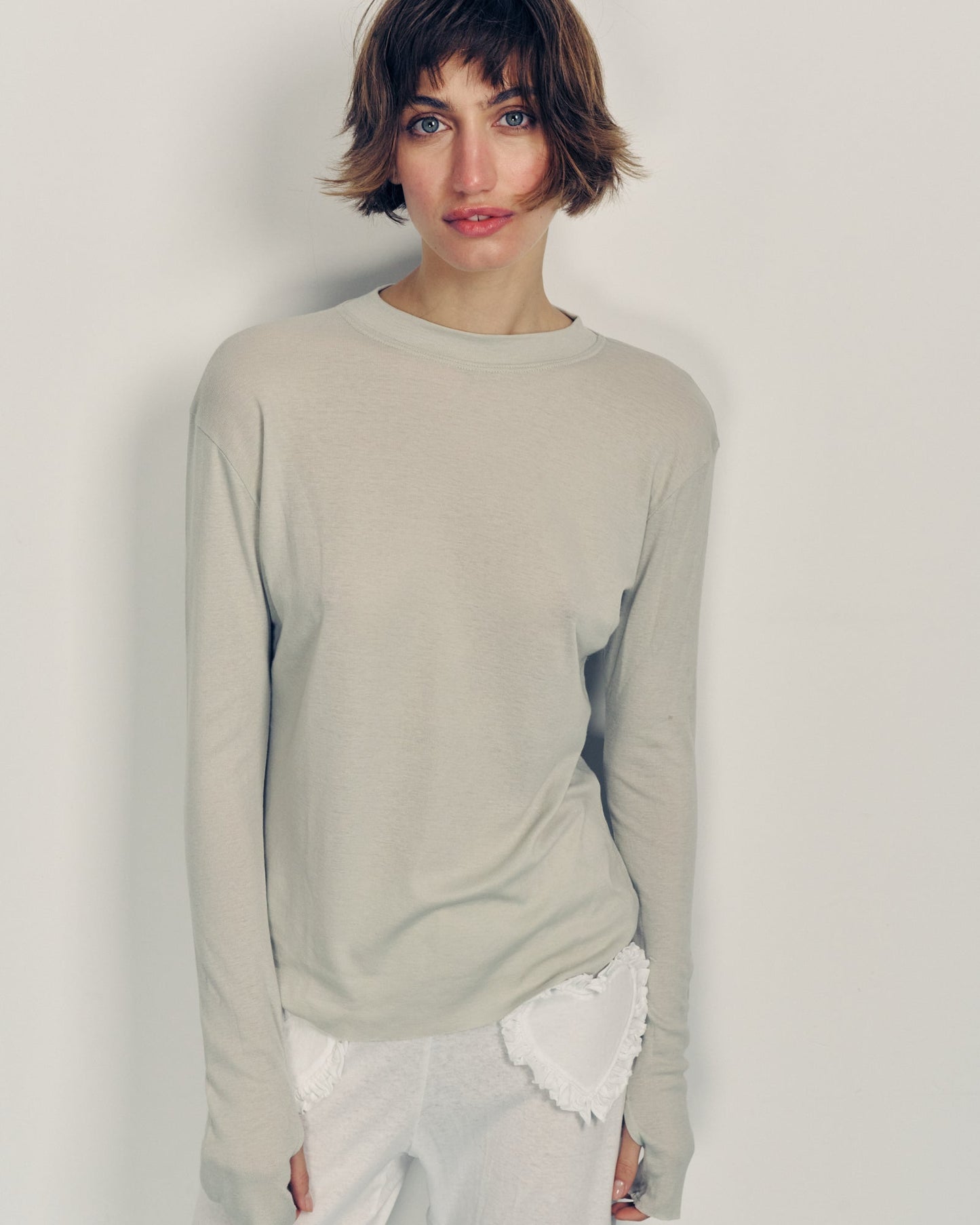 DE Base | Blouse Mila - Oversized Cotton Jersey Top Stone
