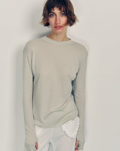 DE Base | Blouse Mila - Oversized Cotton Jersey Top Stone