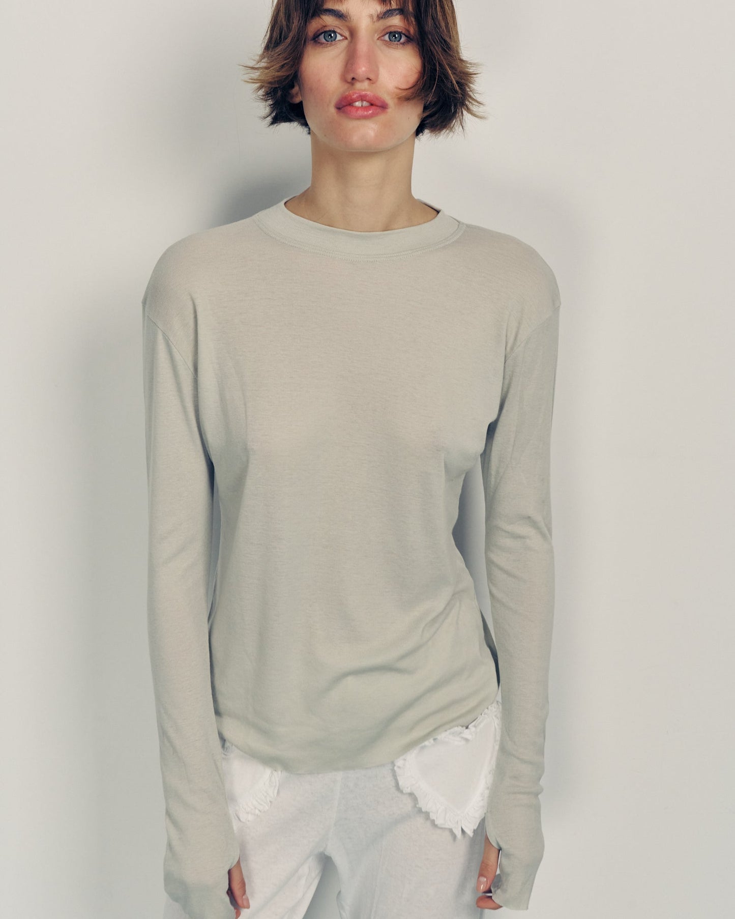 DE Base | Blouse Mila - Oversized Cotton Jersey Top Stone