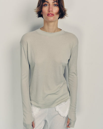 DE Base | Blouse Mila - Oversized Cotton Jersey Top Stone