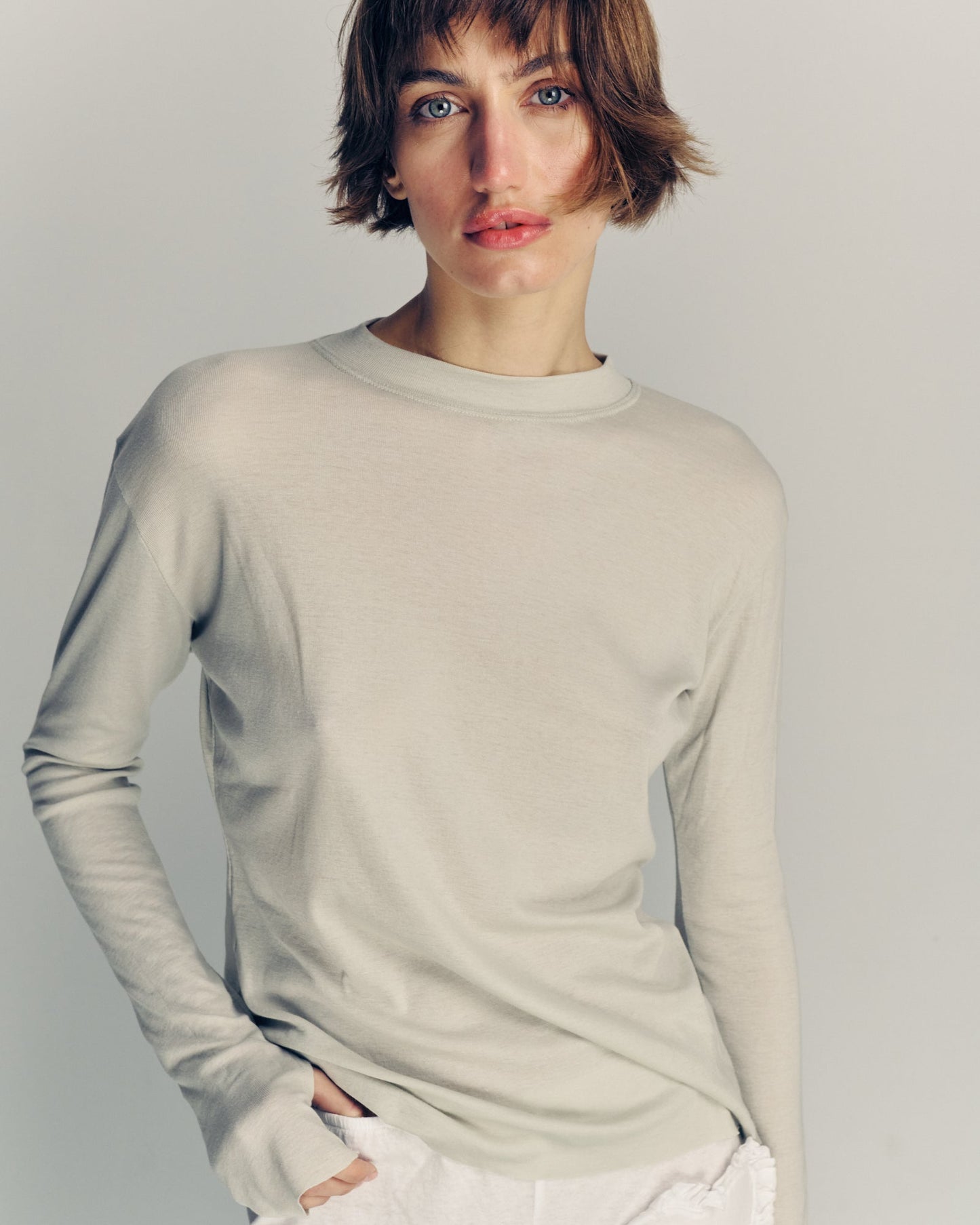 DE Base | Blouse Mila - Oversized Cotton Jersey Top Stone
