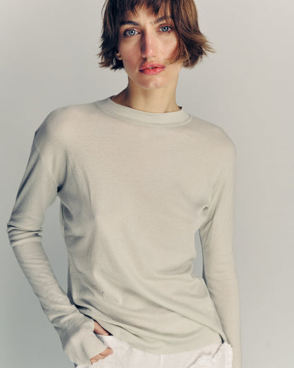 DE Base | Blouse Mila - Oversized Cotton Jersey Top Stone
