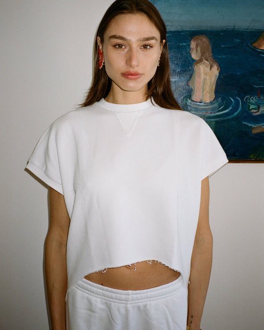 DE Base | Roza T-Shirt - Cropped with Cut-Out White