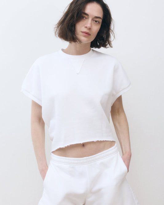 DE Base | Roza T-Shirt - Cropped with Cut-Out White