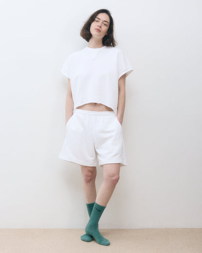 DE Base | Roza T-Shirt - Cropped with Cut-Out White