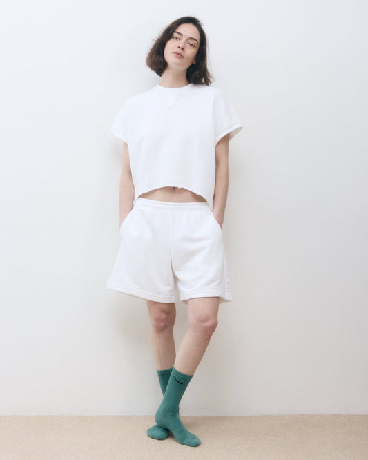 DE Base | Roza T-Shirt - Cropped with Cut-Out White