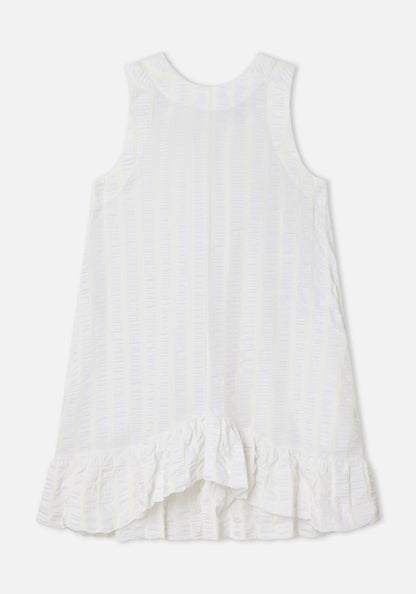 DR BLOOM | Croquet Linen Skirt - White with Burgundy Stripes