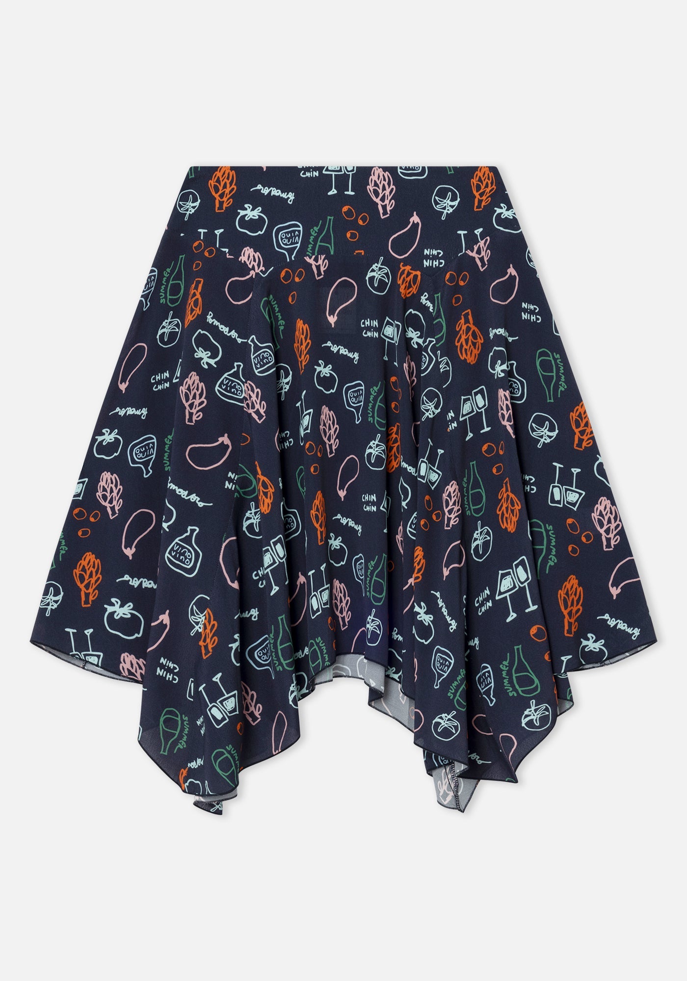 DR BLOOM | Feria Veggie Blue Asymmetrical Skirt