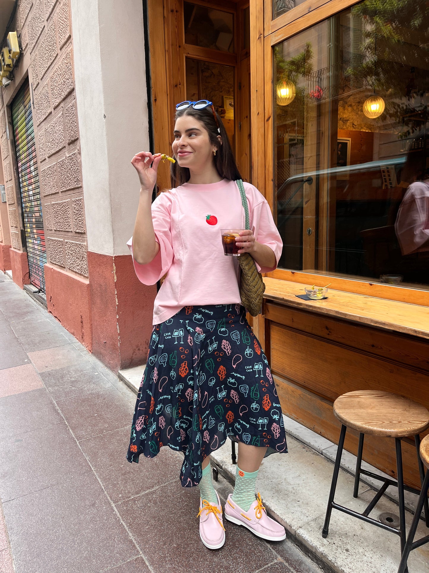 DR BLOOM | Feria Veggie Blue Asymmetrical Skirt