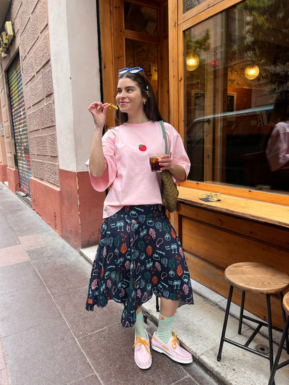DR BLOOM | Feria Veggie Blue Asymmetrical Skirt