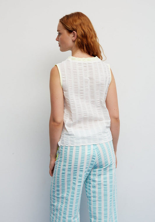 Blouse Menta Rayas White