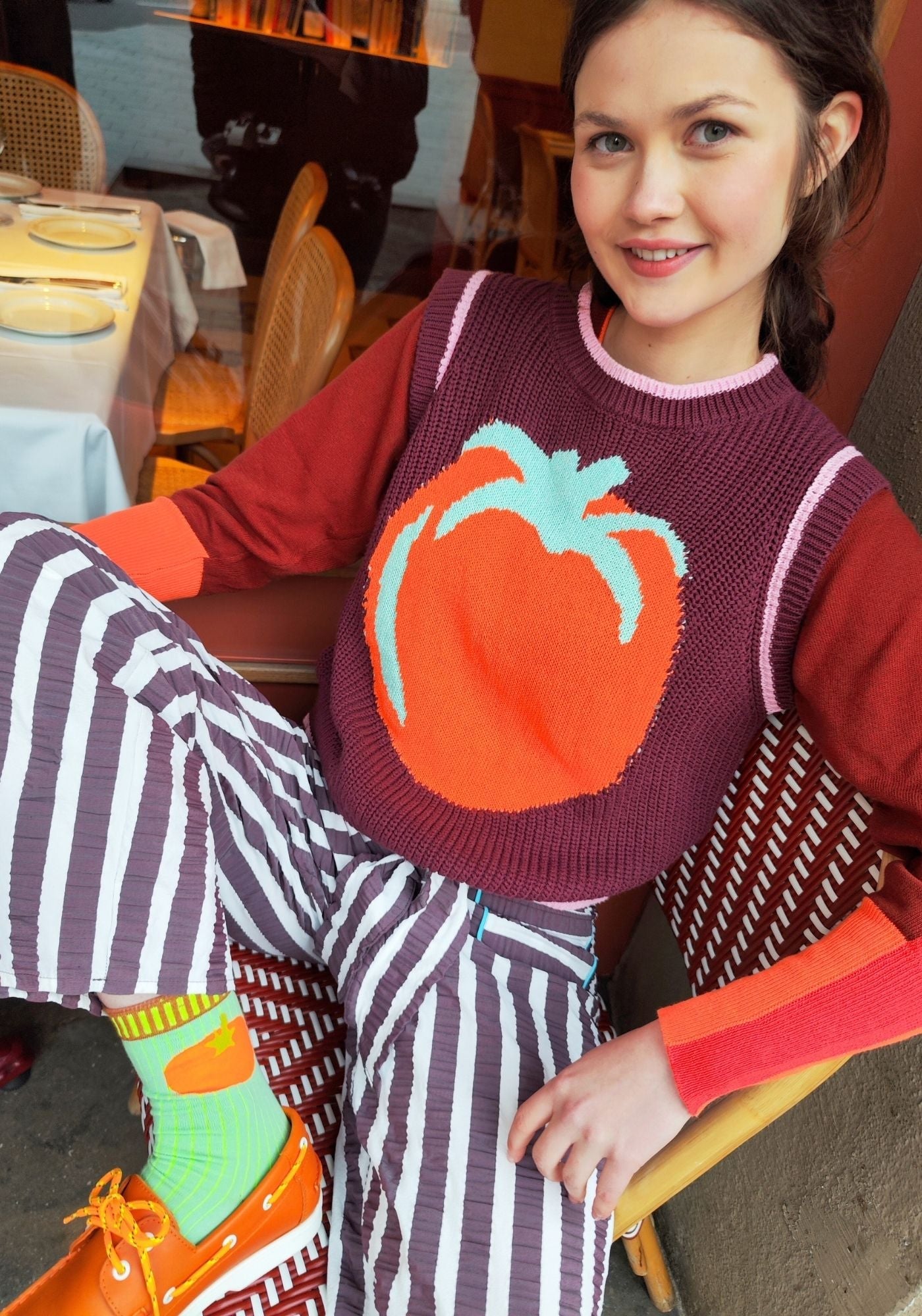 DR BLOOM | Socks Pomo Aqua - Graphic Tomato Motif
