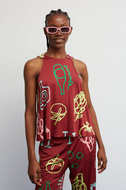 Blouse Pool Veggie Burgandy