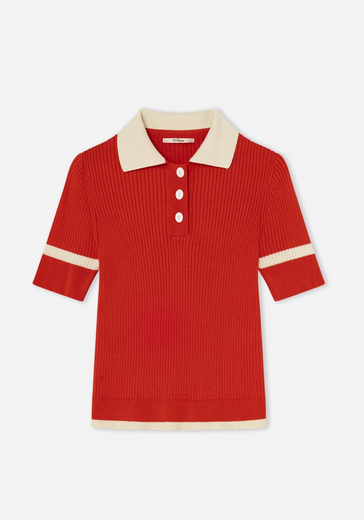 DR Bloom | Trina Red Ribbed Knit Polo T-shirt