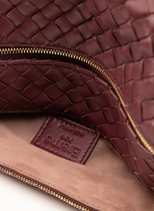 Shoulder Bag Trousse W Leathe Burgundy