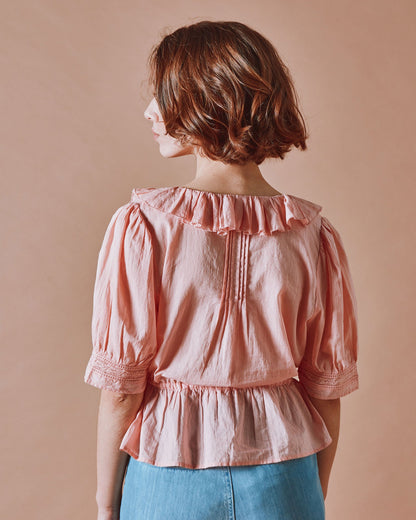 Emile et Ida | Damoiseau Blouse in Rose-Indien Organic Cotton Voile