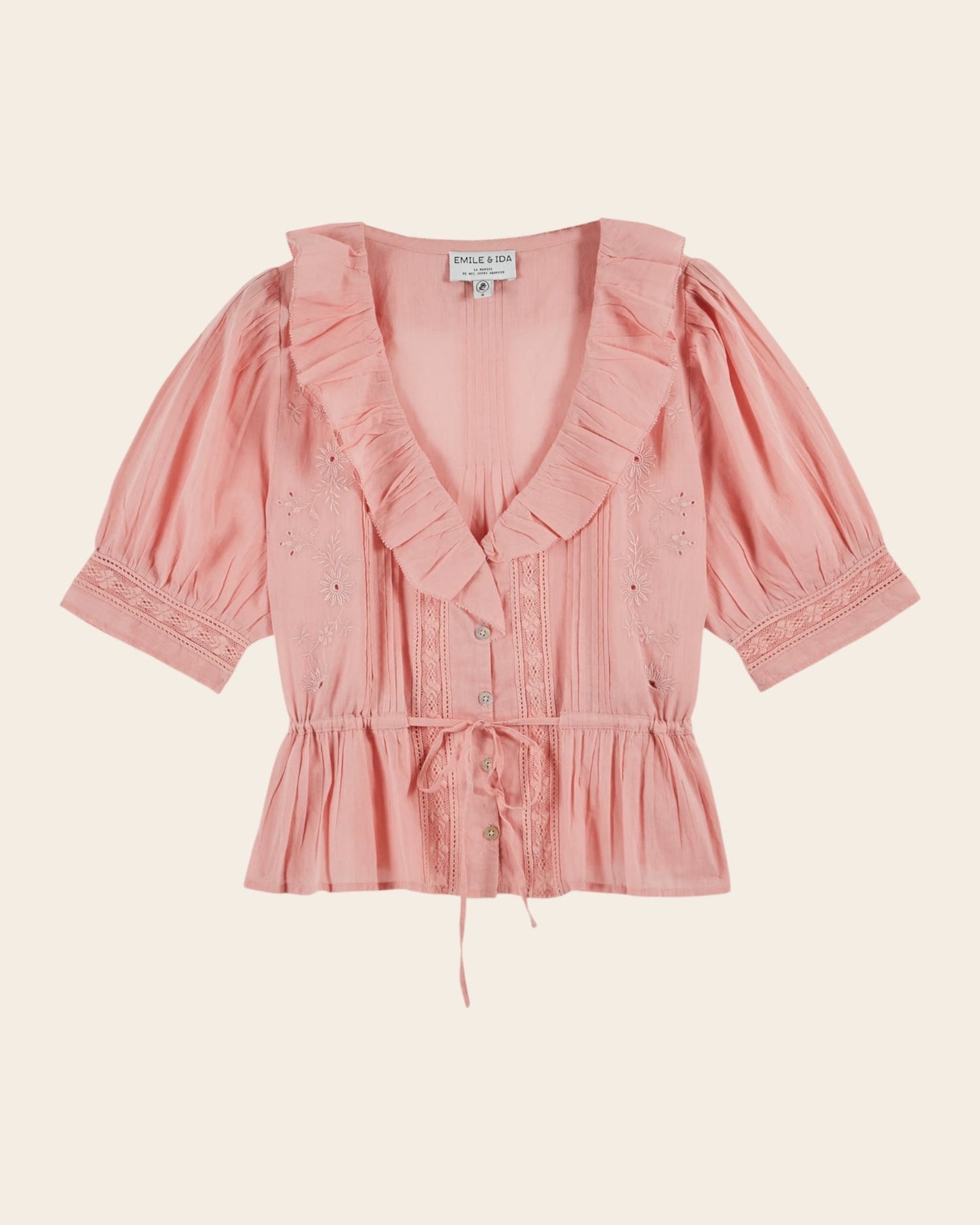Emile et Ida | Damoiseau Blouse in Rose-Indien Organic Cotton Voile