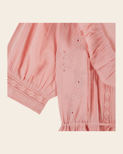 Emile et Ida | Damoiseau Blouse in Rose-Indien Organic Cotton Voile